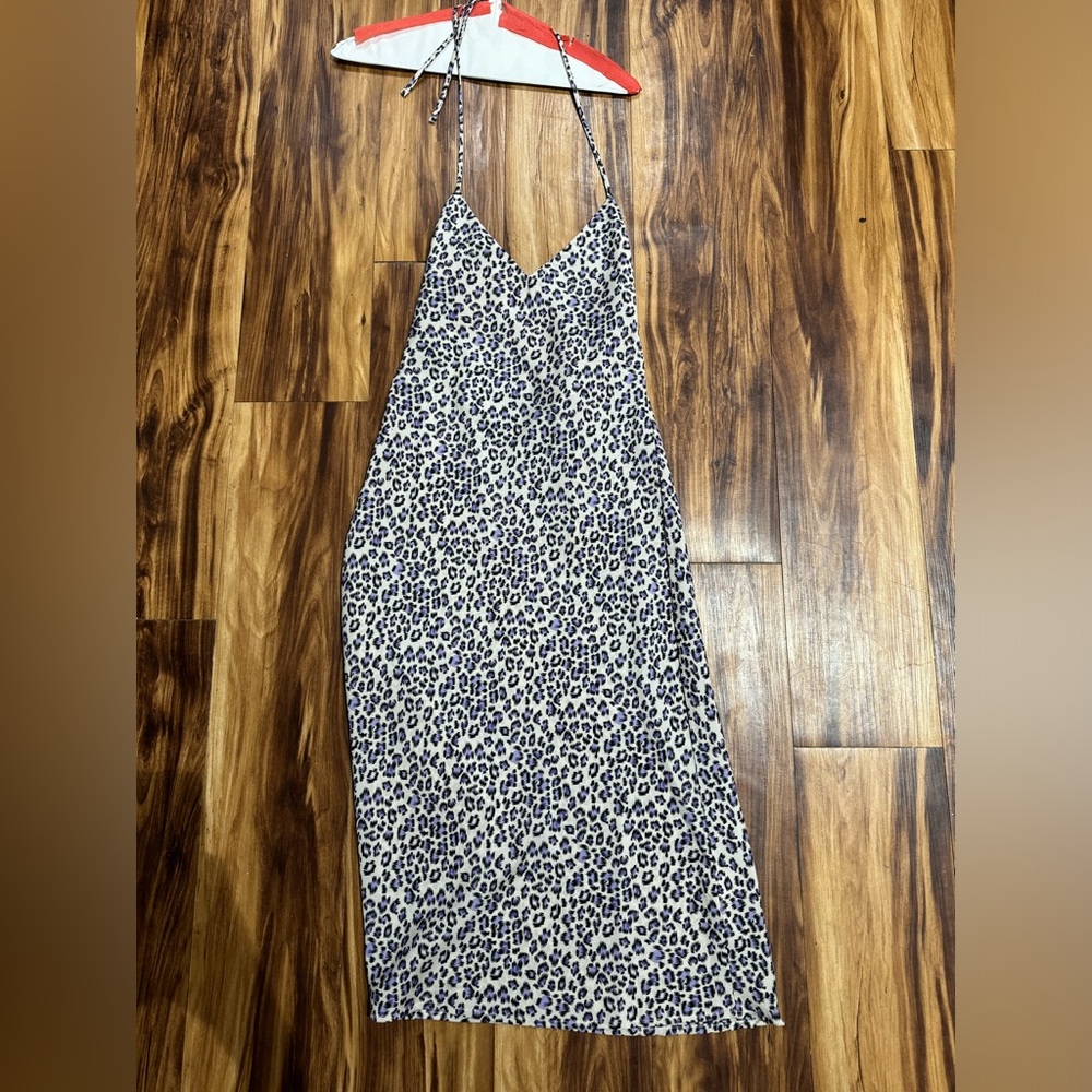 Venessa mooney silk dress size XS purple leopard print